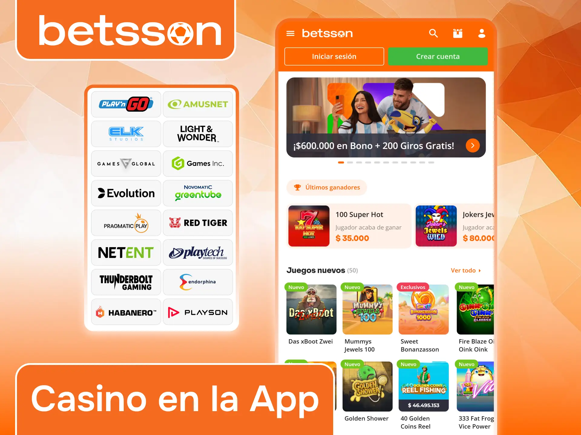 Disfrutá del casino de Betsson directamente desde la aplicación móvil.