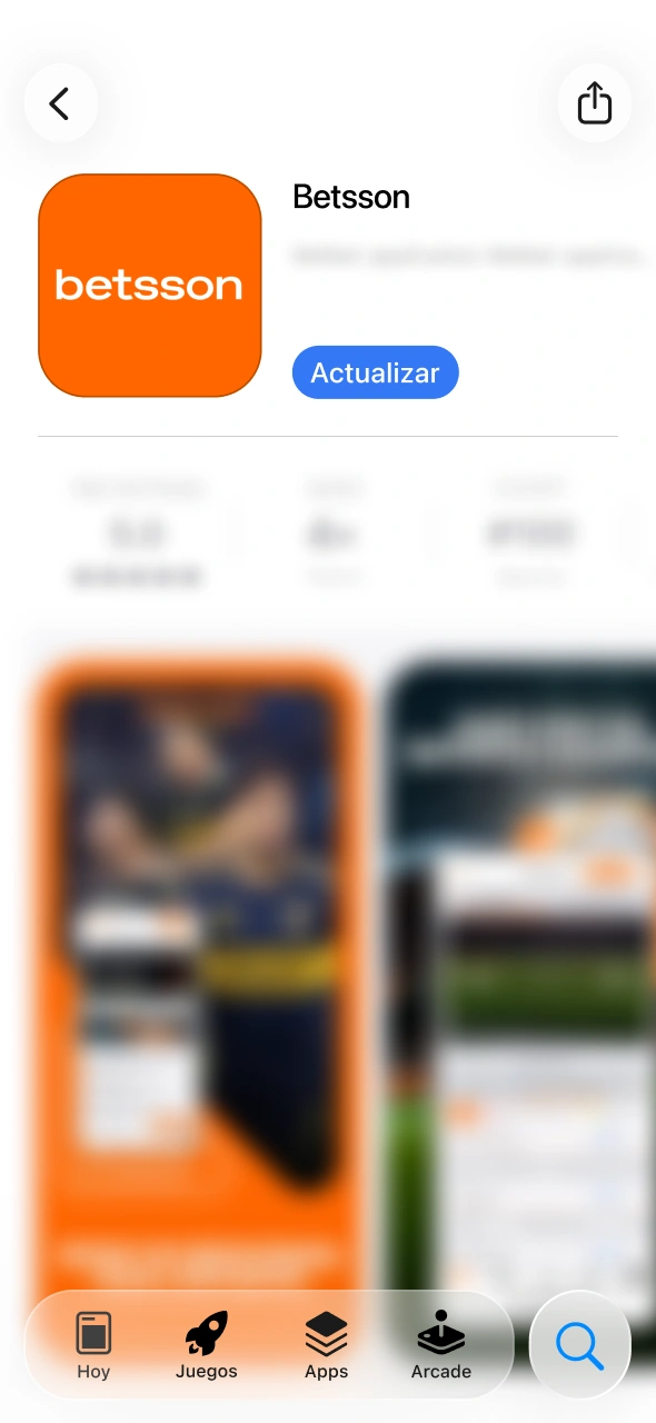 Abrí el App Store para actualizar la aplicación de Betsson.