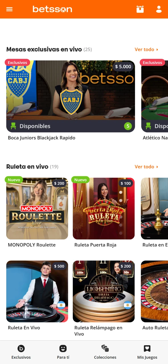 Abrí una mesa de casino en vivo en Betsson y disfrutá de la experiencia con crupieres reales.