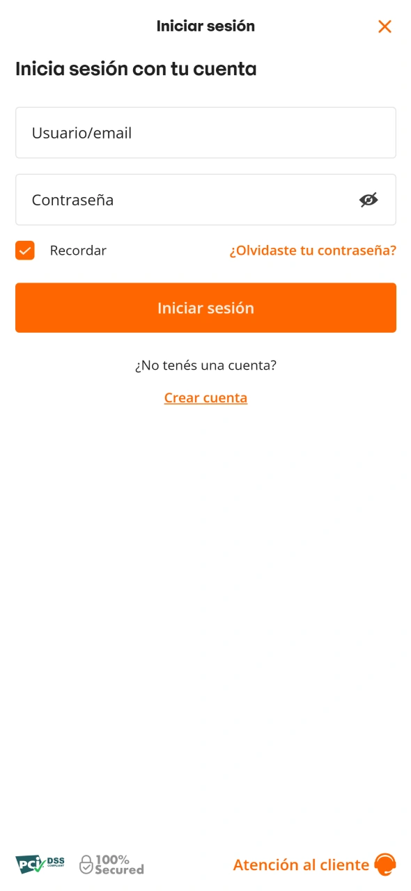 Iniciá sesión o registrate en la app de Betsson.