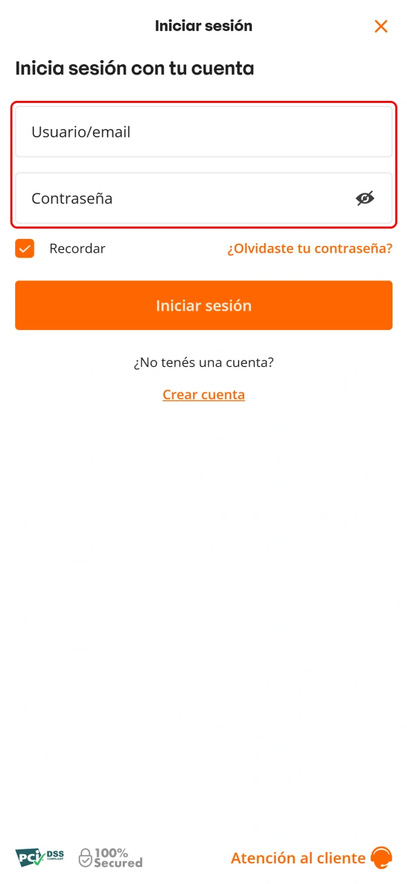 Ingrese el correo electrónico y la contraseña de su cuenta de Betsson.