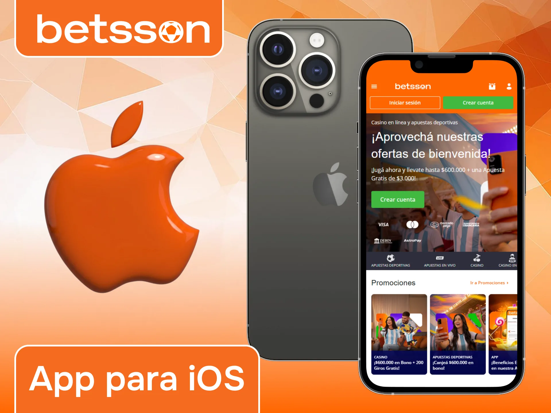 Instalá la aplicación de Betsson para iOS y jugá desde tu iPhone o iPad.
